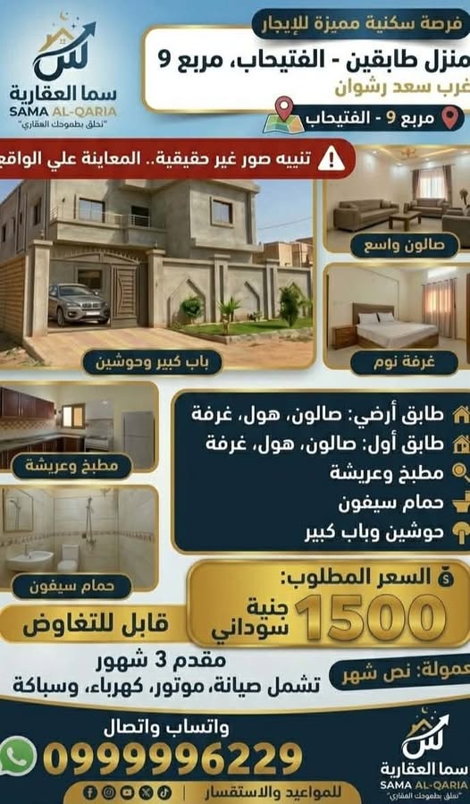 بيت للإيجار - امدرمان - الفتيحاب